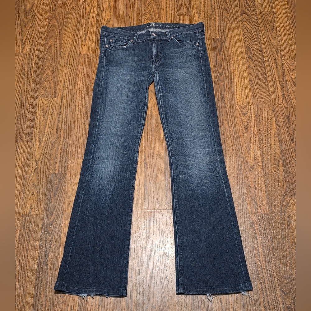7 For All Mankind 7FAM Bootcut Jeans Womens 29 Dark Wash Distressed Denim E81